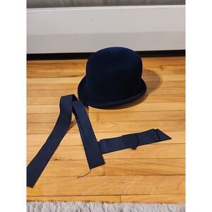 Valerie Modes Peachbloom Velour Hat Women Imported Fur Blue Vintage READ